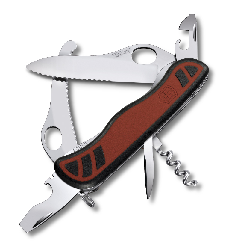 

Нож Victorinox Dual Pro, 111 мм, 10 функций, с фиксатором лезвия, красный с чёрным 0.8371.MWC