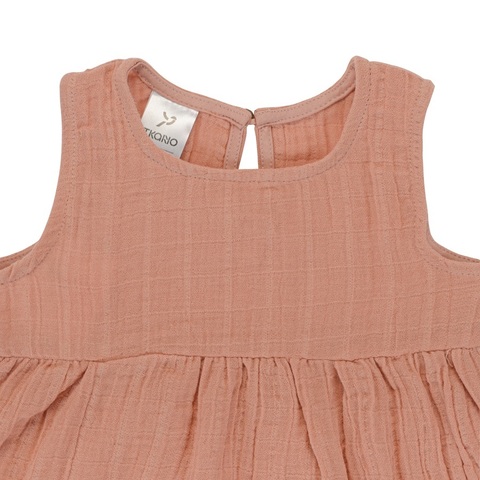 Платье без рукава из хлопкового муслина цвета пыльной розы из коллекции Essential 12-18M Tkano TK20-KIDS-DRS0006