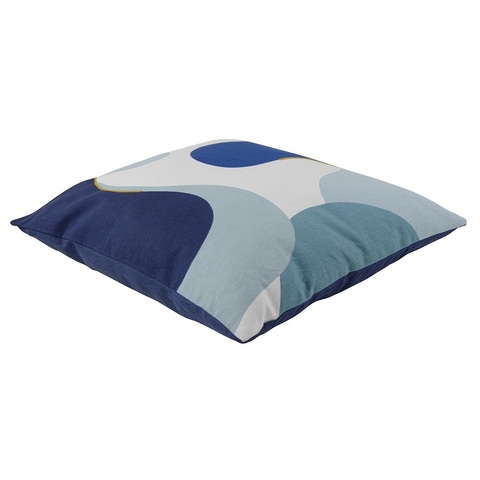 Подушка декоративная из хлопка синего цвета с авторским принтом из коллекции Freak Fruit, 45х45 см Tkano TK20-CU0005