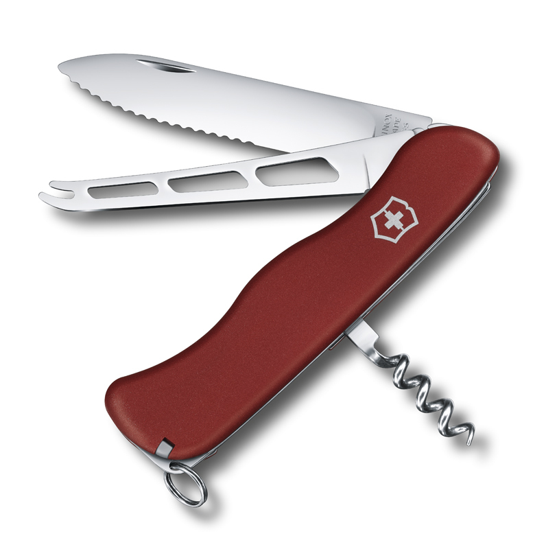 

Нож Victorinox Cheese Knife, 111 мм, 6 функций, с фиксатором лезвия, красный 0.8303.W