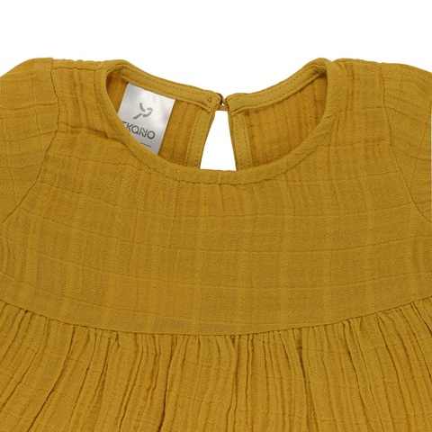 Платье с длинным рукавом из хлопкового муслина горчичного цвета из коллекции Essential 12-18M Tkano TK20-KIDS-DRL0001