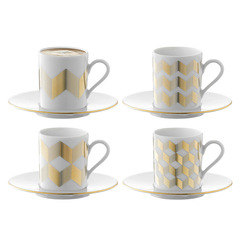 Набор из 4 чашек для кофе с блюдцами Signature Chevron, золото LSA International P055-01-146