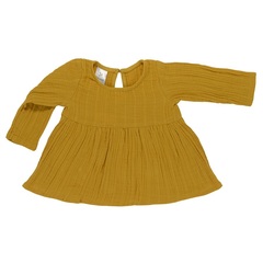 Платье с длинным рукавом из хлопкового муслина горчичного цвета из коллекции Essential 24-36M Tkano TK20-KIDS-DRL0003