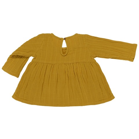 Платье с длинным рукавом из хлопкового муслина горчичного цвета из коллекции Essential 3-4Y Tkano TK20-KIDS-DRL0004