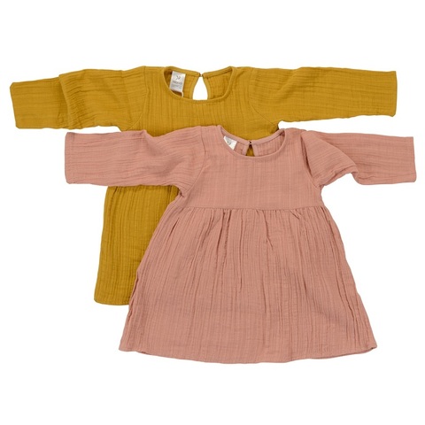 Платье с длинным рукавом из хлопкового муслина цвета пыльной розы из коллекции Essential 12-18M Tkano TK20-KIDS-DRL0006