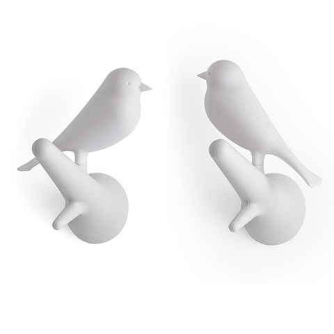 Вешалки настенные Sparrow, 2 шт., белые Qualy QL10067-WH-WH