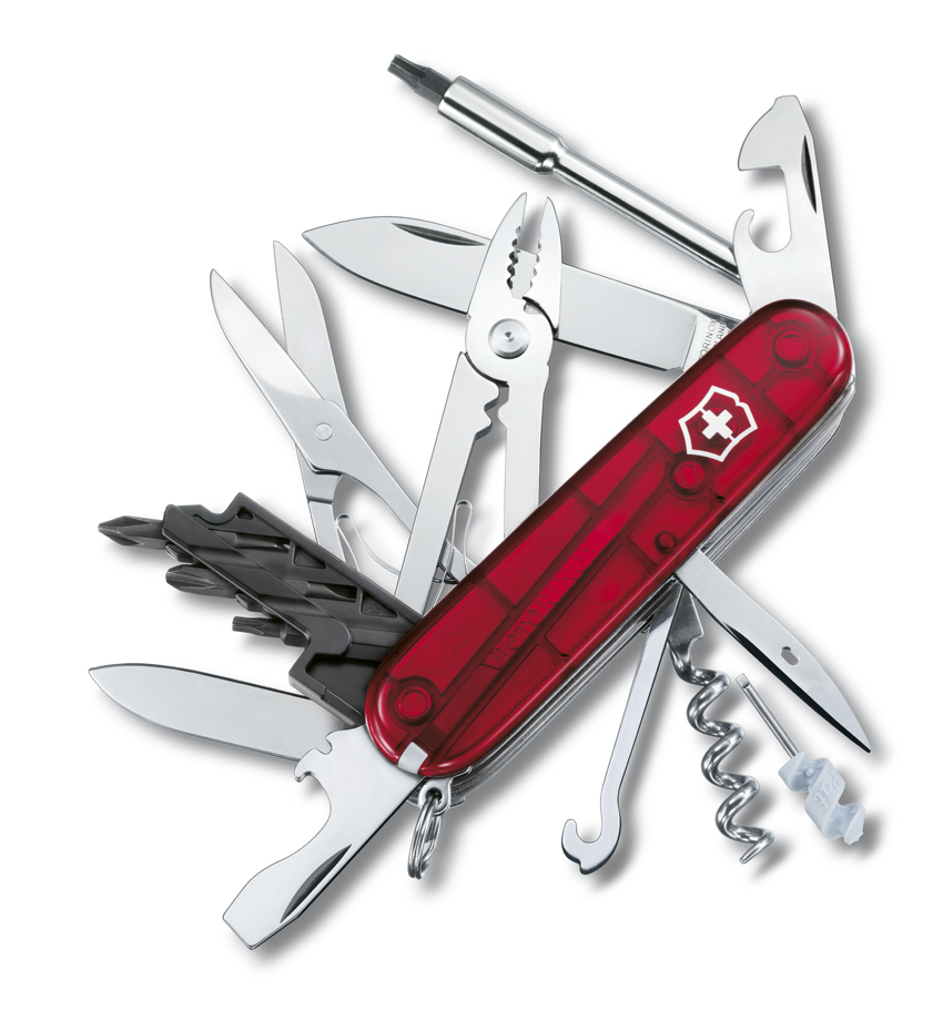 

Нож Victorinox CyberTool, 91 мм, 34 функции, полупрозрачный красный* 1.7725.T