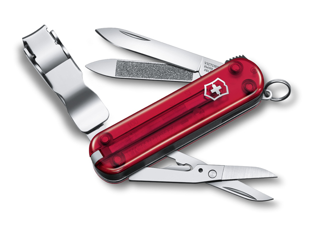 

Нож-брелок Victorinox Classic Nail Clip 580, 65 мм, 8 функций, полупрозрачный красный 0.6463.T