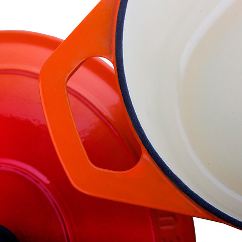 Кастрюля с крышкой чугунная 27 см (3.6 л), с эмалированным покрытием, овальная, CHASSEUR Orange (цвет: оранжевый) арт. 372707