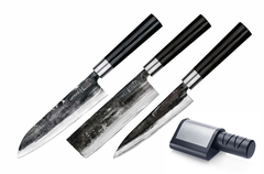 Комплект из 3 кухонных ножей Samura SUPER 5 и точилки (упакованы отдельно)