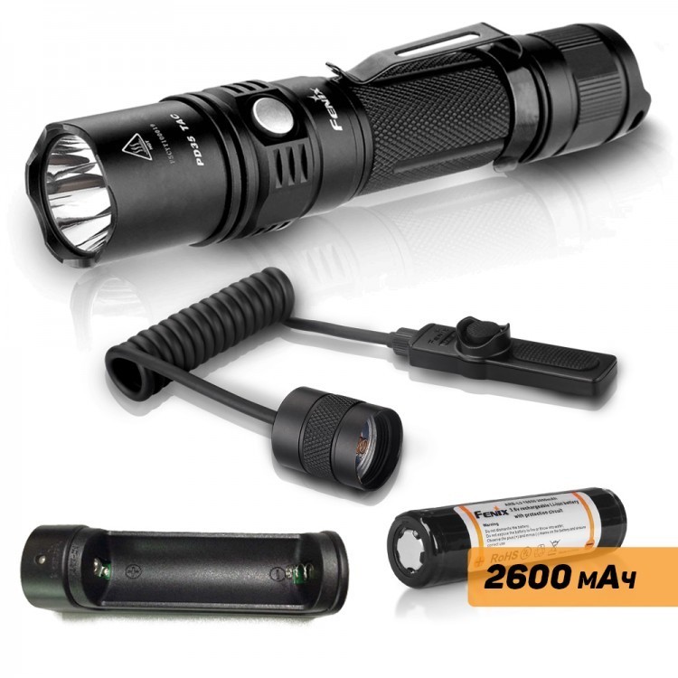 

Набор: тактический фонарь Fenix PD35 TAC + ARB-L18-2600 + ARE-X1 + AER-02 PD35TACkit