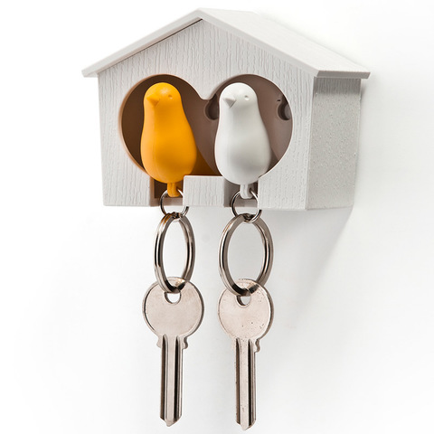 Держатель+брелок для ключей двойной Sparrow белый-желтый Qualy QL10124-WH-WH-YW