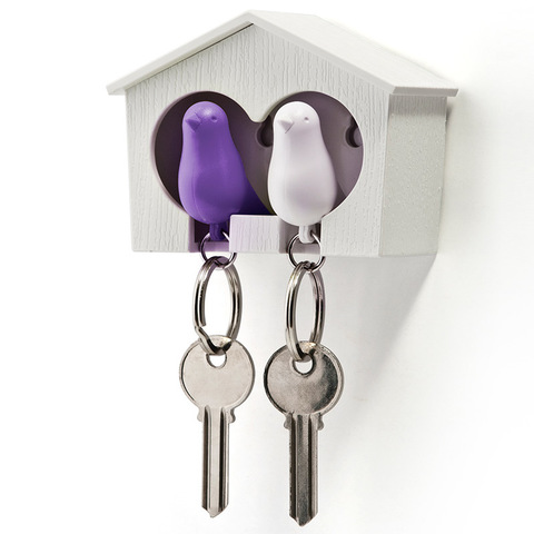 Держатель+брелок для ключей двойной Sparrow белый-фиолетовый Qualy QL10124-WH-WH-PU