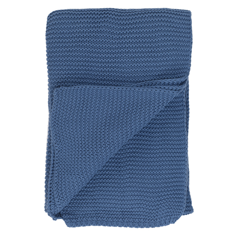 Плед из хлопка жемчужной вязки пыльно-голубого цвета из коллекции Essential, 130х180 см Tkano TK20-TH0004