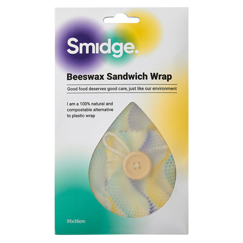 Обертка для сэндвича многоразовая Wave 35х35 см, пчелиный воск Smidge SMID83W