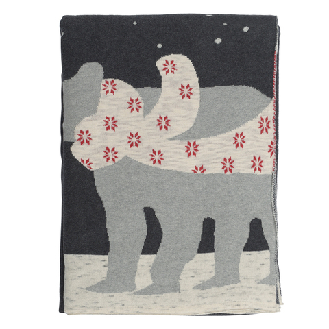 Плед из хлопка с новогодним рисунком Polar bear из коллекции New Year Essential, 130х180 см Tkano TK20-TH0001