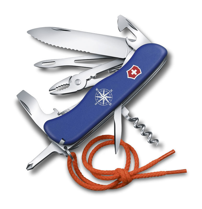 

Нож Victorinox Skipper, 111 мм, 17 функций, с фиксатором лезвия и шнурком, синий 0.8593.2W