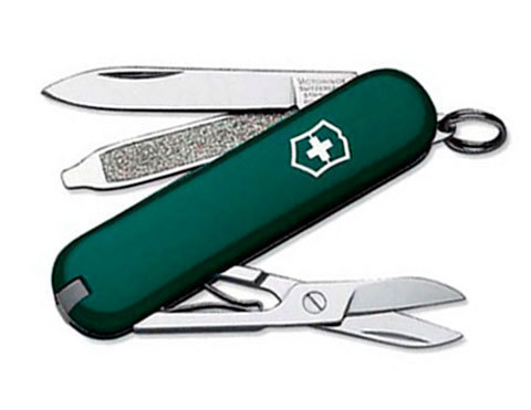 

Нож-брелок Victorinox Classic, 58 мм, 7 функций, зеленый 0.6223.4