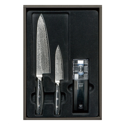 Набор из 2 кухонных ножей YAXELL GOU и точилки арт. YA37000-003