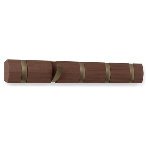 Вешалка настенная горизонтальная Flip 5 крючков коричневая Umbra 318850-1227