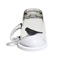 Чашка с крышкой Sparrow, белая с черным Qualy QL10300-WH-BK