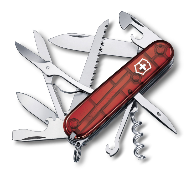 

Нож Victorinox Huntsman, 91 мм, 15 функций, полупрозрачный красный 1.3713.T