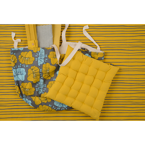 Пляжная сумка из хлопка серого цвета с принтом Цветы из коллекции Prairie Tkano TK20-BG0002