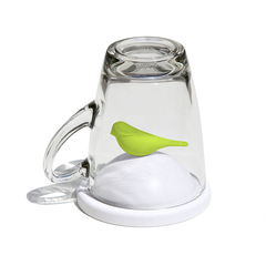 Чашка с крышкой Sparrow, белая с зеленым Qualy QL10300-WH-GN