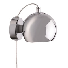 Лампа настенная Ball, ?12 см, хром в глянце, серый шнур Frandsen A_47505555011