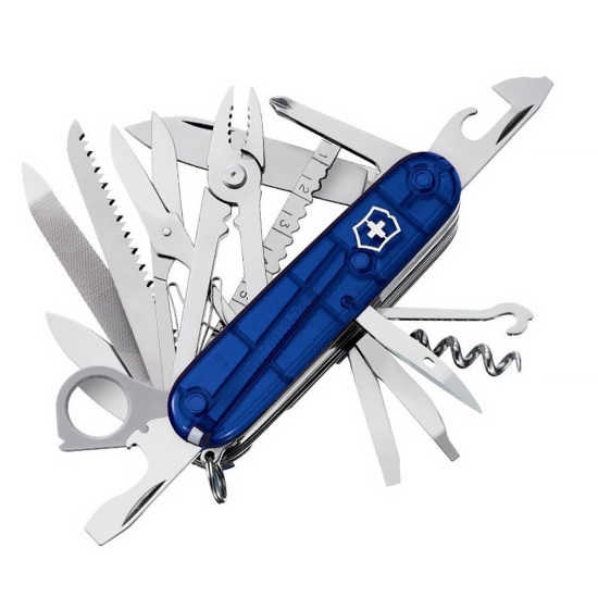 

Нож Victorinox SwissChamp, 91 мм, 33 функции, полупрозрачный синий 1.6795.T2