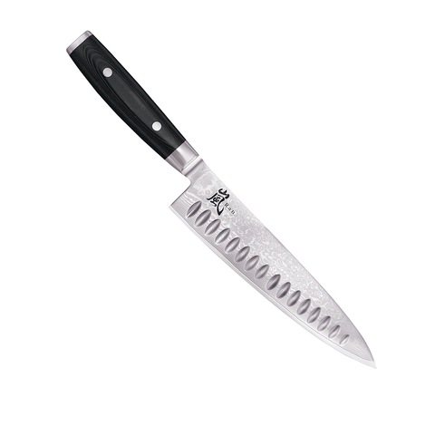 Нож кухонный Шеф 20 см (69 слоев), с углублениями на лезвии, YAXELL RAN арт. YA36000G