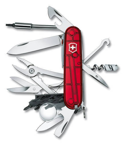 

Нож Victorinox CyberTool Lite, 91 мм, 36 функций, полупрозрачный красный 1.7925.T