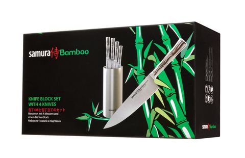 Набор из 4 ножей и подставки Samura Bamboo в подарочной коробке SBA-05/Y
