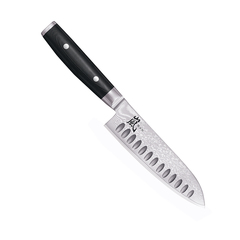 Нож кухонный Сантоку 16,5 см (69 слоев), с углублениями на лезвии, YAXELL RAN арт. YA36001G
