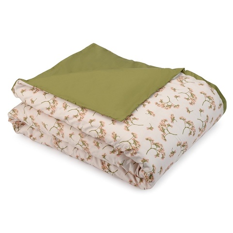 Комплект постельного белья из сатина оливкового цвета с принтом 'Степное цветение' из коллекции Prairie, 150х200 см Tkano TK21-DC0008