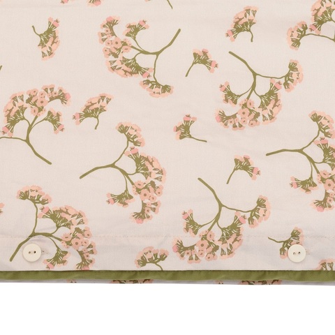Комплект постельного белья из сатина оливкового цвета с принтом 'Степное цветение' из коллекции Prairie, 150х200 см Tkano TK21-DC0008