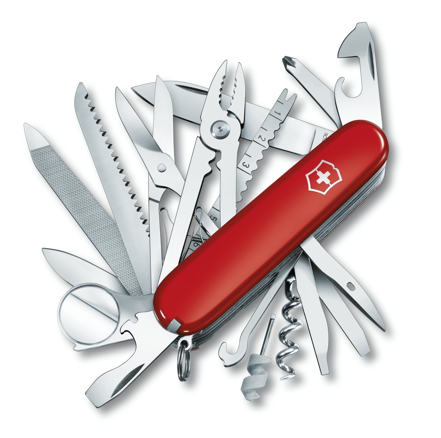 

Нож Victorinox SwissChamp, 91 мм, 33 функции, красный, кожаный чехол, блистер 1.6795.LB1