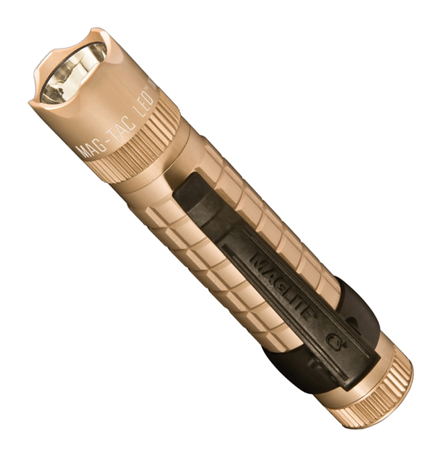 

Фонарь светодиодный MAGLITE LED MAG-TAC, 13.2 см, бежевый, зазубренный безель, 2-CR123, блистер SG2LRD6