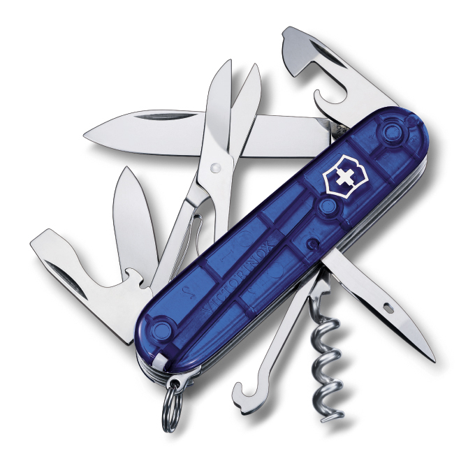 

Нож Victorinox Climber, 91 мм, 14 функций, полупрозрачный синий 1.3703.T2