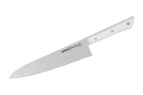 Нож кухонный Шеф с серрейтером 208мм Samura HARAKIRI SHR-0086W/K