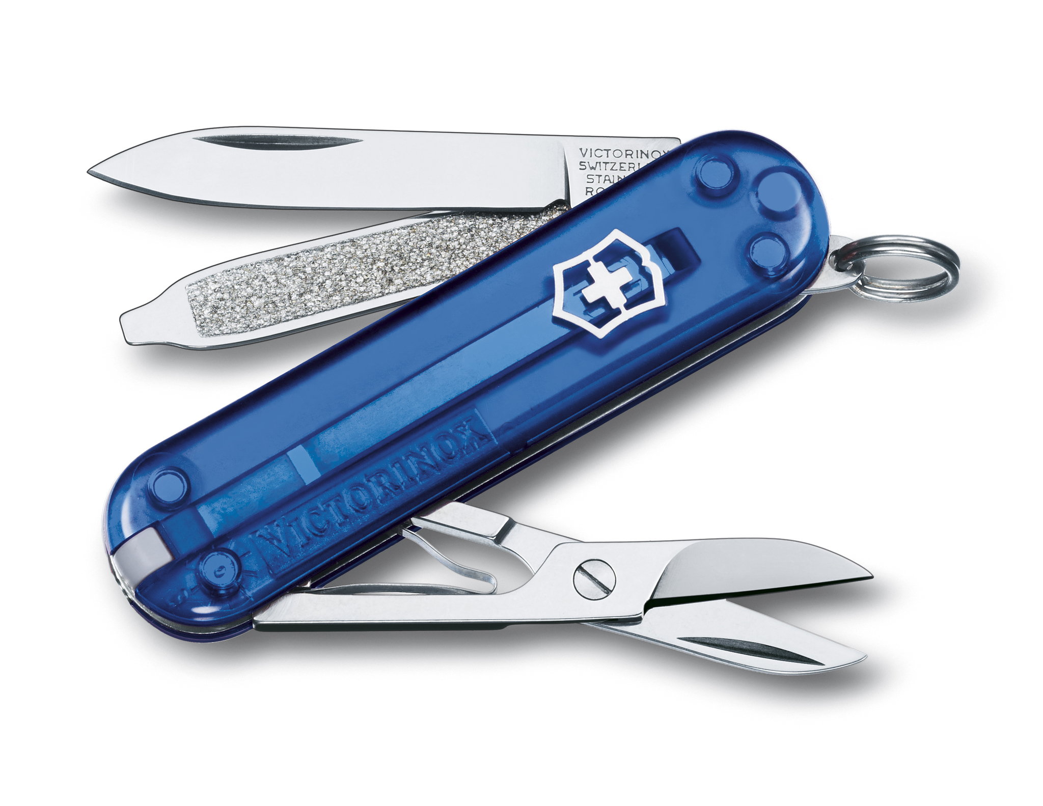 

Нож-брелок Victorinox Classic, 58 мм, 7 функций, полупрозрачный синий 0.6223.T2