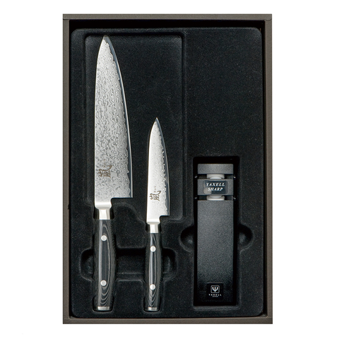 Набор из 2 кухонных ножей YAXELL RAN и точилки арт. YA36000-003