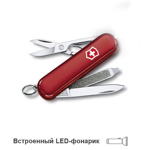 

Нож-брелок Victorinox Classic SwissLite, 58 мм, 7 функций, красный 0.6228