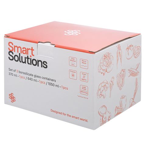 Набор Smart Solutions из 3 прямоугольных контейнеров для еды желтый ID301RC_127C